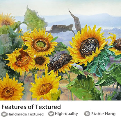 Ardemy Sunflower Canvas Wall Art Yellow Large Floral Pictures Wall Decor Flowers Rustic Paintings Artwork for Living Room Bedroom Bathroom Dinnng Room Office Home, 40"x20"