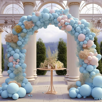 130PCS PastelBlue Balloons, Latex Balloon Different Sizes 18/12/10/5 Inch, Helium Balloons with Ribbon, Party Balloon Set for Birthday Wedding Graduation Anniversary Baby Shower Decoration