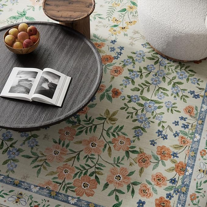 Machine Washable Rugs for Living Room: 5x7 Area Rugs for Bedroom Vintage Stain Resistant Non Slip Low Pile Soft Carpet Rugs for Entryway Kitchen Dining Room Farmhouse Kids Room Nursery