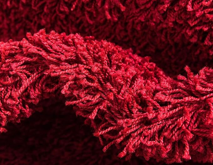 Unique Loom Solid Shag Collection Area Rug (10' x 13' 1" Rectangle Cherry Red)