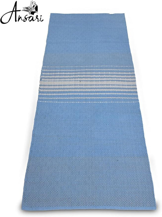 Craftyansari Handwoven Cotton Yoga Mat, Natural, 72 x 24 Inches, Fair Trade, Soft Absorbent Surface for Exercise, Workout, Meditation