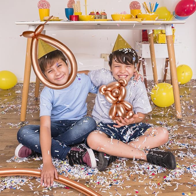 Metallic Champagne Gold Long Balloons Premium 260 Twisting Animals Magic Balloons for Birthday Kids Wedding Party Supply 100pcs