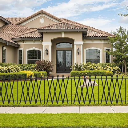 Metal Decorative Garden Fence 24" H x 24" W (10 Panels, 20 Ft Total) Rustproof Animal Barrier No Dig Decorative Fencing for Dogs,Pet, Yard,& Patio, Landscape, Border，Easy Installation