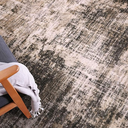 IOHOUZE Abstract Runner Rug 2x8 Ft Washable Runners for Hallways, Non Slip Kitchen Runner Printed Faux Wool Entryway Runner Indoor, Modern Abstract Floor Carpet for Hall Kitchen Bedroom, Brown/Rust