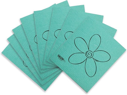 Skoy Cloth, 8-Pack Versatile Swedish Dishcloths for Kitchen and Household Use, Reusable Cleaning Cloths, Planet-Friendly, Dishwasher and Dryer-Safe, Mint Green