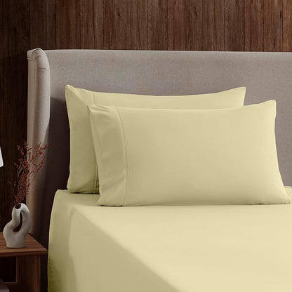 Nestl Full Sheet Set - Luxury 1800 Ultra-Soft Microfiber Full Bed Sheets - Double Brushed - Deep Pockets - Easy Fit - 4 Piece Set - Bedding Sheets & Pillowcases (Full, Vanilla Yellow)
