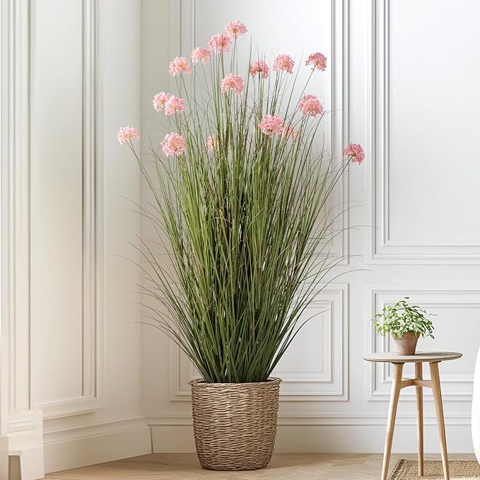 57in Lifelike Artificial Tall Grass Plant with 19 Lifelike Dandelion Flower and Non-Toxic,odorless Fake Tall Frass Plant Fake Plants for Indoor Decoration,Home Decor