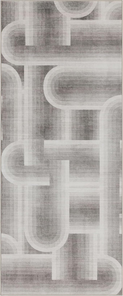 ReaLife Rugs Machine Washable Area Rug Runner - Living Room Bedroom Bathroom Kitchen Entryway Office - Non-Slip Baking Low Pile Stain Resistant Premium - Modern Geometric - Lyra - Beige 2'6" x 8'
