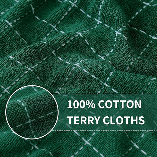Homaxy 100% Cotton Terry Kitchen Dish Cloths, Ultra Soft and Absorbent Dish Towels for Kitchen, Perfect for Drying and Washing Dishes, 6 Pack, 12 x 12 Inches, Dark Green