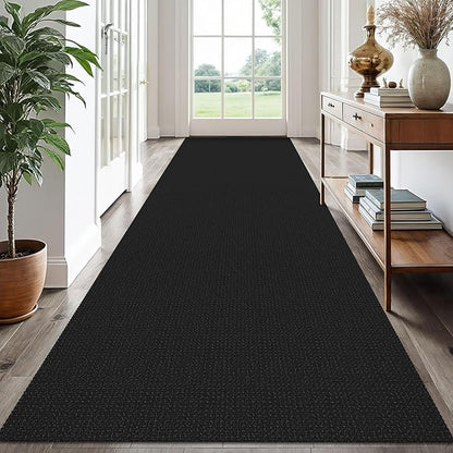 EARTHALL Runner Rug 3x14 Ft Washable Runners for Hallways Extra Long Woven Non Slip Entryway Runner Braided Kitchen Runner Indoor Outdoor Carpet Runners for Stair, Hall, Foyers, Black/Grey