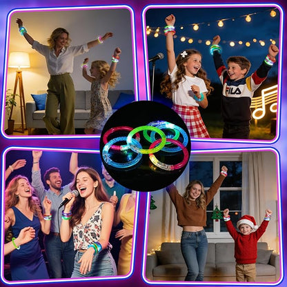 100 Pcs Glow Sticks LED Bracelets, Glow in the Dark Party Supplies for Kids/Adults, Flashing Light up Toys Goodie Bags Basket Stuffers, Neon Accessories New Year Eve Party Favors