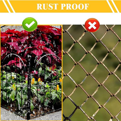 Garden Fence, 2 Panels 22 in(H) x 2.2 ft(L) Arched Rustproof Metal No Dig Fence Garden Fence Border, Ground Stake Animal Barrier Fence for Rabbit Dog, Outdoor Landscape Decor for Yard & Patio