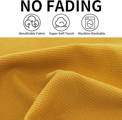 QUILTINA Dish Towels Set,100% Cotton Waffle Weave Kitchen Towels 6 Pack,17 x 25 Inches Dish Towels for Kitchen,Super Absorbent for Drying and Cleaning (Mustard Yellow)
