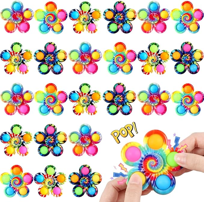 Gigilli 24 Pack Party Favors Fidget Spinners for Kids 4-8-12, Goodie Bags Stuffers Valentine Gifts for Kids 3-5, ADHD Pop Mini Fidget Toys Bulk Treasure Box Toys Classroom Prizes, Adult Anxiety Toys