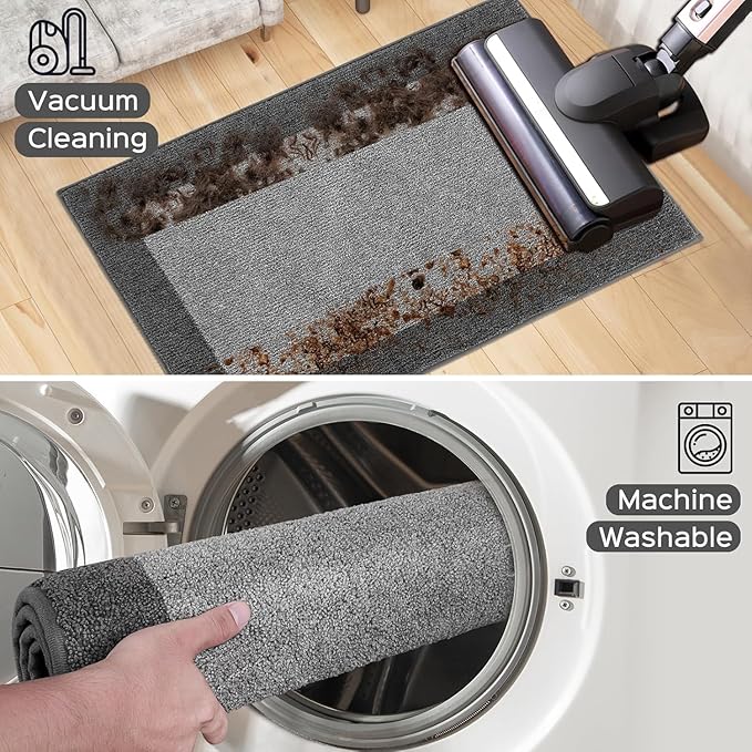 Machine Washable Runner Rug 32" x 120", Non Slip Kitchen Mat for Floor, Absorbent Entryway Rug for Kitchen, Bedroom, Living Room, Hallway, Door (Roll Packing)