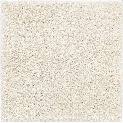 Unique Loom Solid Shag Collection Area Rug (3' 3" Square, Snow White)