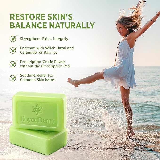 Roycederm Antifungal Antibacterial Tea Tree Soap: Antifungal Antibacterial Treatment for Face & Body Acne, Athlete's Foot, Tinea, Folliculitis Ringworm Jock Itch (Pack of 1)