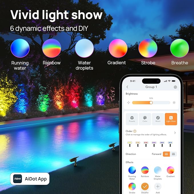Linkind Smart Solar Spot Lights Outdoor SL5 with Motion Sensor, APP Control Color Changing Solar Halloween Lights Outdoor, IP65 Landscape Lighting for Yard, Garden, Pathway(6 Pack)
