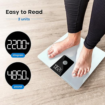 GE Scale Body Weight Bathroom, 500lbs Weight Scales for People BMI Accurate Bluetooth Weighing Device Digital Electronic Weigh Machine White