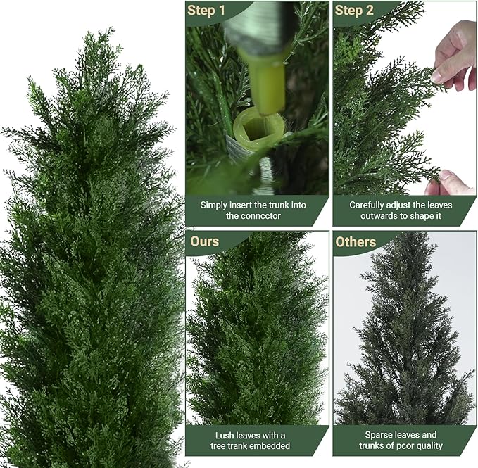 3FT Artificial Topiary Cedar Trees, Fake Cedar Plant with Pot for Indoor Outdoor Decor, Faux Greenery Potted Tree, UV Resistant Artificial Plants for Home Garden Office Porch