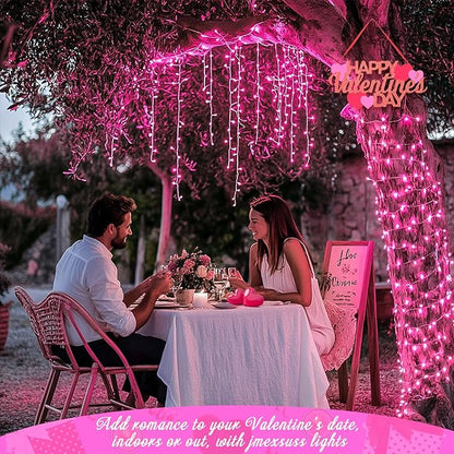 JMEXSUSS 66 Ft Pink Lights for Room Decor, 200 LED Pink String Fairy Christmas Lights Clear Wire Plug in for Bedroom Indoor Outdoor Girl's Room Decorations
