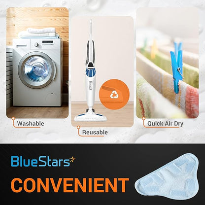BlueStars 10-Pack H2OX5 Microfiber Steam Mop Pads Replacement – Compatible with H2O H20 Steam Mop X5 – Washable & Reusable, Exact Fit for H2O X5 Steam Cleaners