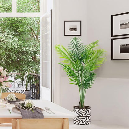AnTing Fake Plant Artificial Areca Palm Plant Faux Tropical Tree 5FT, Fake Palm Tree Indoor Decor with 13Trunks for Home Office Garden Hotel Decor,2 Pack, AT-SWK5FT-2