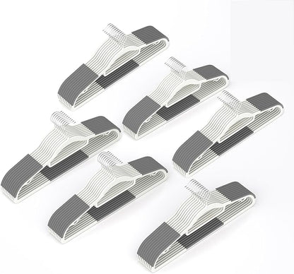 60 Pack Heavy Duty Non-Slip Plastic Hangers - Slim Space Saving w/ 360° Hook for Wet/Dry Clothes, Retail Store Display & Home Organization - Gray