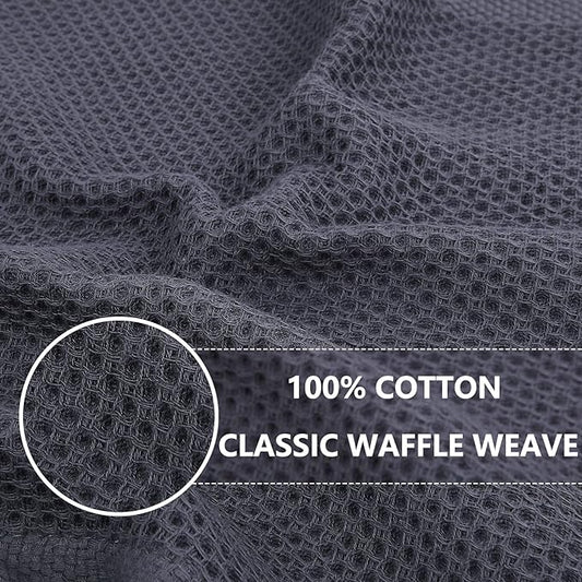 Homaxy 100% Cotton Waffle Weave Kitchen Dish Towels, Ultra Soft Absorbent Quick Drying Cleaning Towel, 13 x 28 Inches, 6-Pack, Mixed Color