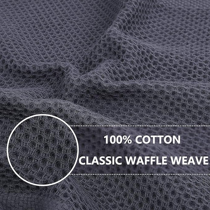 Homaxy 100% Cotton Oversized Waffle Weave Kitchen Dish Towels, Ultra Soft Absorbent Quick Drying Cleaning Towel, 20 x 28 Inches, 8-Pack, Dark Grey