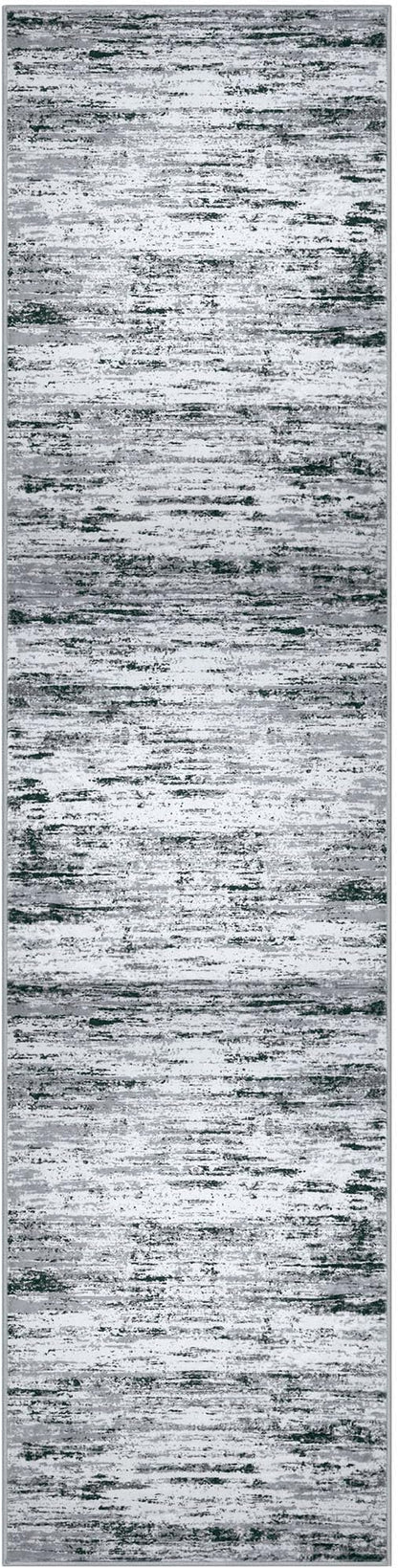 Modern Abstract Hallway Runner Rug, Black Grey White White Washable Kitchen Runner Non-Slip Soft 2x8 Runner Rug Thin Print Faux Wool Carpet for Entryway Bedroom Laundry Room Indoor Home Decor