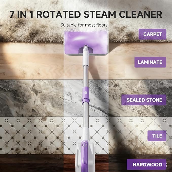 Steam Mop, Powerful Detachable Handheld Steamer with 350ml Tank, 23FT Power Cable, Steam Mops for Floor Cleaning, Tiles, Windows, Tile Grout, Carpets, Furniture