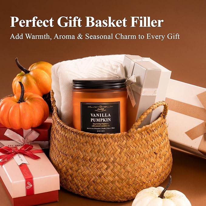 Auelife Creamy Vanilla Scented Candle – 22oz Large 3-Wick Christmas Soy Candle, Sweet Long Lasting Winter Candles for Home, Cozy Candles Gifts for Women & Men