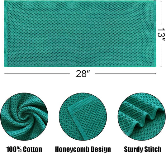 Kitinjoy 100% Cotton Waffle Weave Kitchen Towels, 6-Pack Super Soft and Absorbent Dish Towels for Drying Dishes, Kitchen Hand Towels, 13 in x 28 in, Teal