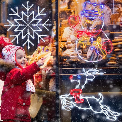 Christmas Decorations - 16" Christmas Window Silhouette Lights - 4 Pack Colour Lighted Santa & Snowman & Snowflake & Christmas Tree for Holiday Indoor and Outdoor Wall Door Window Decorate