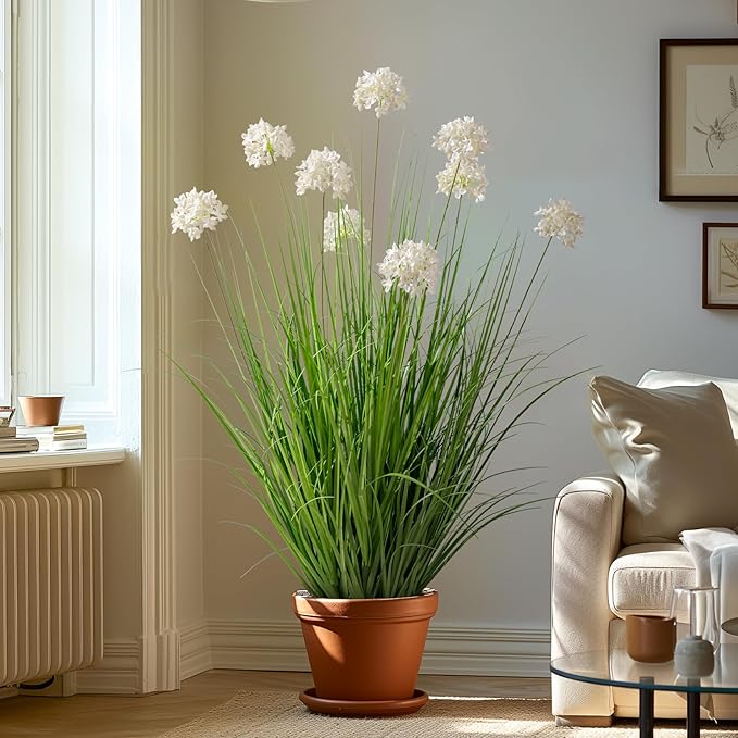 36in Lifelike Artificial Tall Grass Plant with 9 Lifelike Dandelion Flower and Non-Toxic,odorless Fake Tall Frass Plant Fake Plants for Indoor Decoration,Home Decor