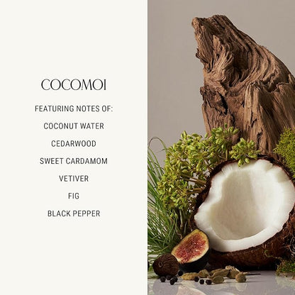 Homecourt Luxury Scented Candle, 60-Hour Burn Time, Soy Wax Blend & Organic Cotton Wick, Kiln-Fired Reusable Ceramic Vessel, Cocomoi, 8 oz