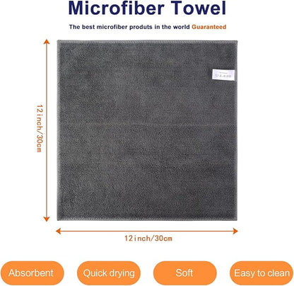 KinHwa Kitchen Washcloths for Dishes Absorbent Microfiber Dish Cloths Quick Dry Dish Rags with Poly Scour Scrub Side Ideal for Kitchen Cleaning (Gray, 12inchx12inch 10 Pack)