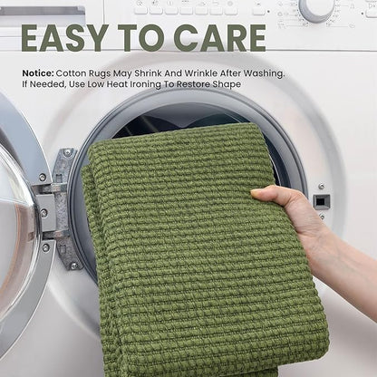 EARTHALL Runner Rug 3x20 Ft Washable Runners for Hallways Extra Long Woven Non Slip Entryway Runner Braided Kitchen Runner Indoor Outdoor Carpet Runners for Hotels, Officel, Stair, Green