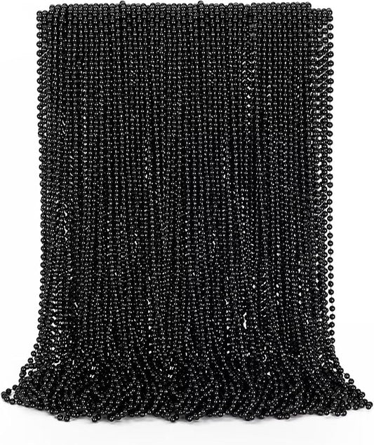 72PCS Mardi Gras Bead Necklace, Halloween Black Bead Necklaces Stuff Accessories, 33" Mardi Gras Beads Necklace Costume, Festival Parade Throw for Halloween Wedding Party Events Supplies Decorations