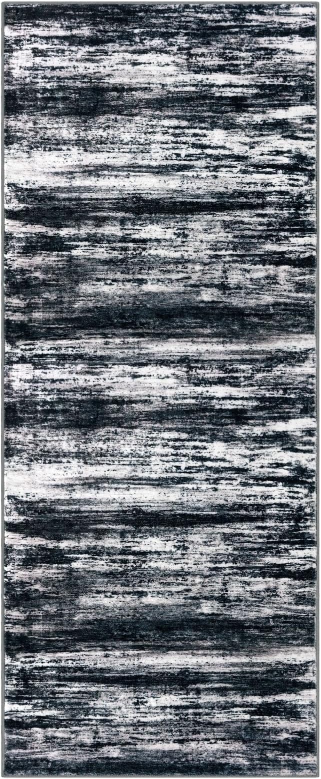 KOZYFLY Modern Abstract Kitchen Runner Rug, 2x5 Washable Rug Runner Non-Slip Soft Striped Hallway Runner Rugs, Black Navy Blue Grey Carpet Runner for Entryway Bathroom Laundry Room Foyer
