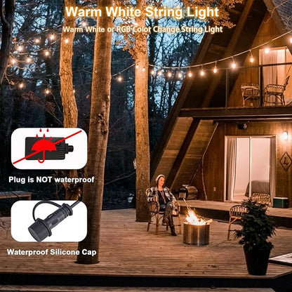 EMANER Outdoor String Lights Color Changing, 96ft Wi-Fi APP String Light Music Sync with Remote, Alexa Google Home Compatible, Infinite Color Smart String Light Dimmable for Halloween Decoration