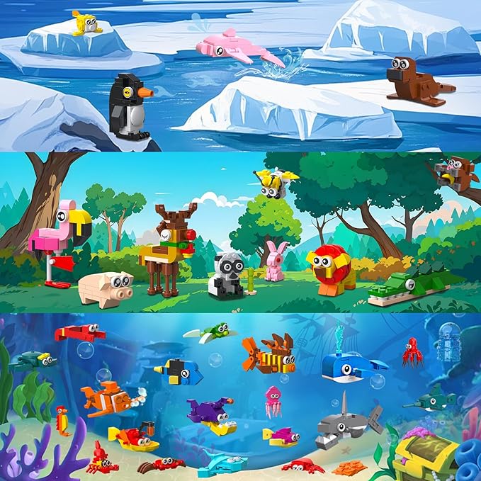 961PCS 8 Pack Party Favors for Kids Building Set,Mini Animals Building Kit Toys,Goodie Bags Stuffers,Christmas Birthday Easter Gifts Ages 6+