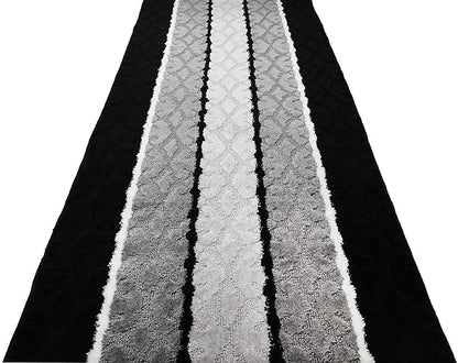 ORFA HOME Custom Cut Hallway Runner Rug, Slip Resistant, 31 Inch Wide X Your Choice of Length, Damask Black, 31 Inch X 30 feet