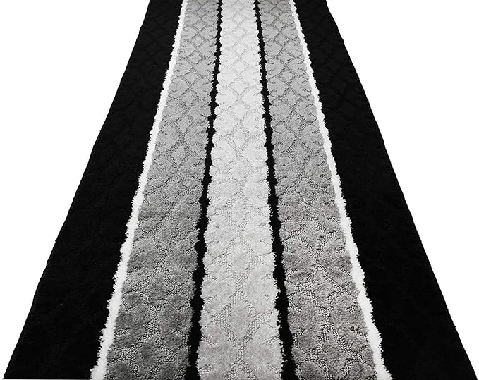 ORFA HOME Custom Cut Hallway Runner Rug, Slip Resistant, 31 Inch Wide X Your Choice of Length, Damask Black, 31 Inch X 3 feet, Doormat