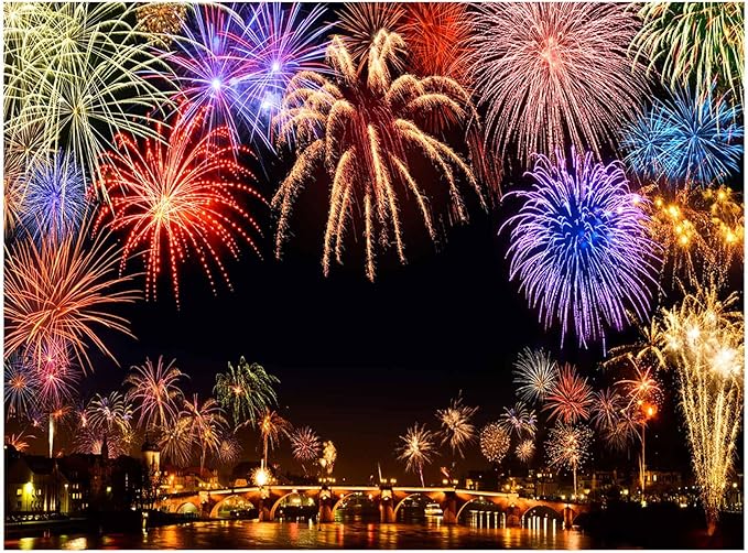 Allenjoy 8x6ft 2026 New Year Backdrop Annual Countdown NYE Shining Bokeh Fireworks Family Party Supplies Holiday Festival Decoration Celebration Photoshoot Props Photography Background Booth Banner