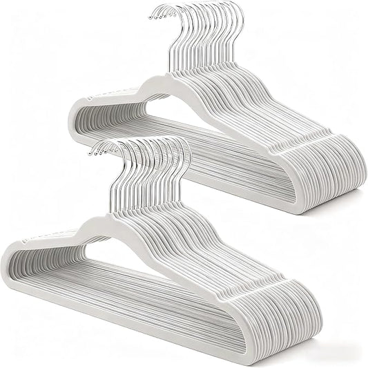 Gray Velvet Hangers 60 Pack, Anti-Slip Slim Space Saving Hangers with 360° Swivel Hook, 17.7 Inch Velvet Clothes Hangers for Coats,Sweater,Jackets,Dresses, Shirts, Suits & T-Shirts (Gray, 60)