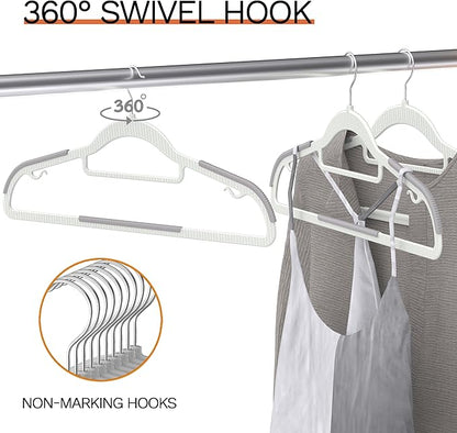 40 Pack Heavy Duty Non-Slip Plastic Hangers - Slim Space Saving w/ 360° Hook for Wet/Dry Clothes, Retail Store Display & Home Organization - Gray