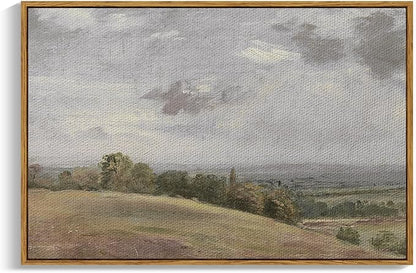 InSimSea Framed Canvas Wall Art Vintage Decor, WildField Landscape Painting Wall Decor, Modern Farmhouse, Rustic Wall Art for Living Room Bedroom, French Country Decoration, 24"x36"