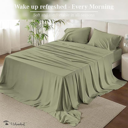 URBANHUT 800 Thread Count Egyptian Cotton Sheets Set Full Size, Luxury Full Size Bed Sheets, 4 Pc Bed Sheet Sets, Hotel Sheets Sateen Finish Fits 16" Deep Pocket - Sage